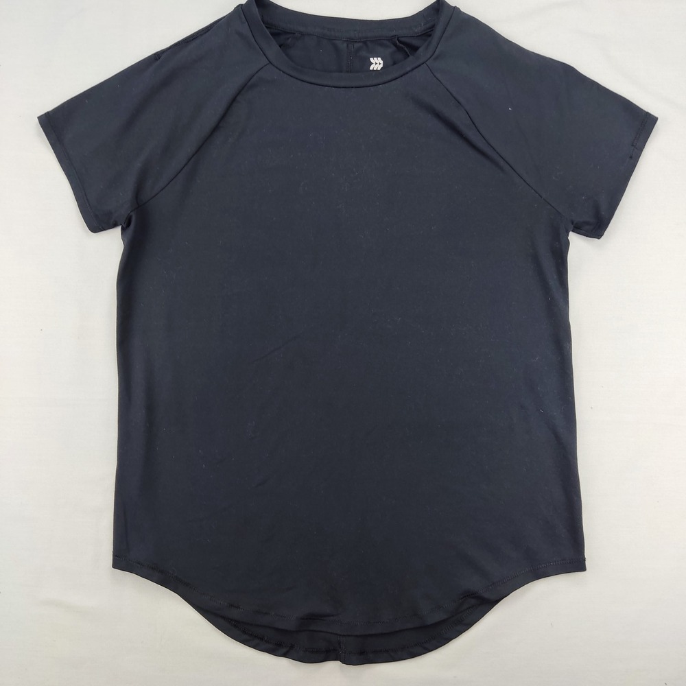 All in Motion Shirt Women XS Black Activewear Raglan Sleeve Curved Hem VN1068795